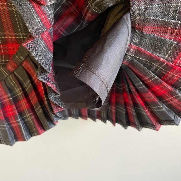 PENDLETON RED GRAY BLACK WHITE PLAID SKIRT PLEATED HEM ZIPPER LINED VIRGIN WOOL - Picture 9 of 9